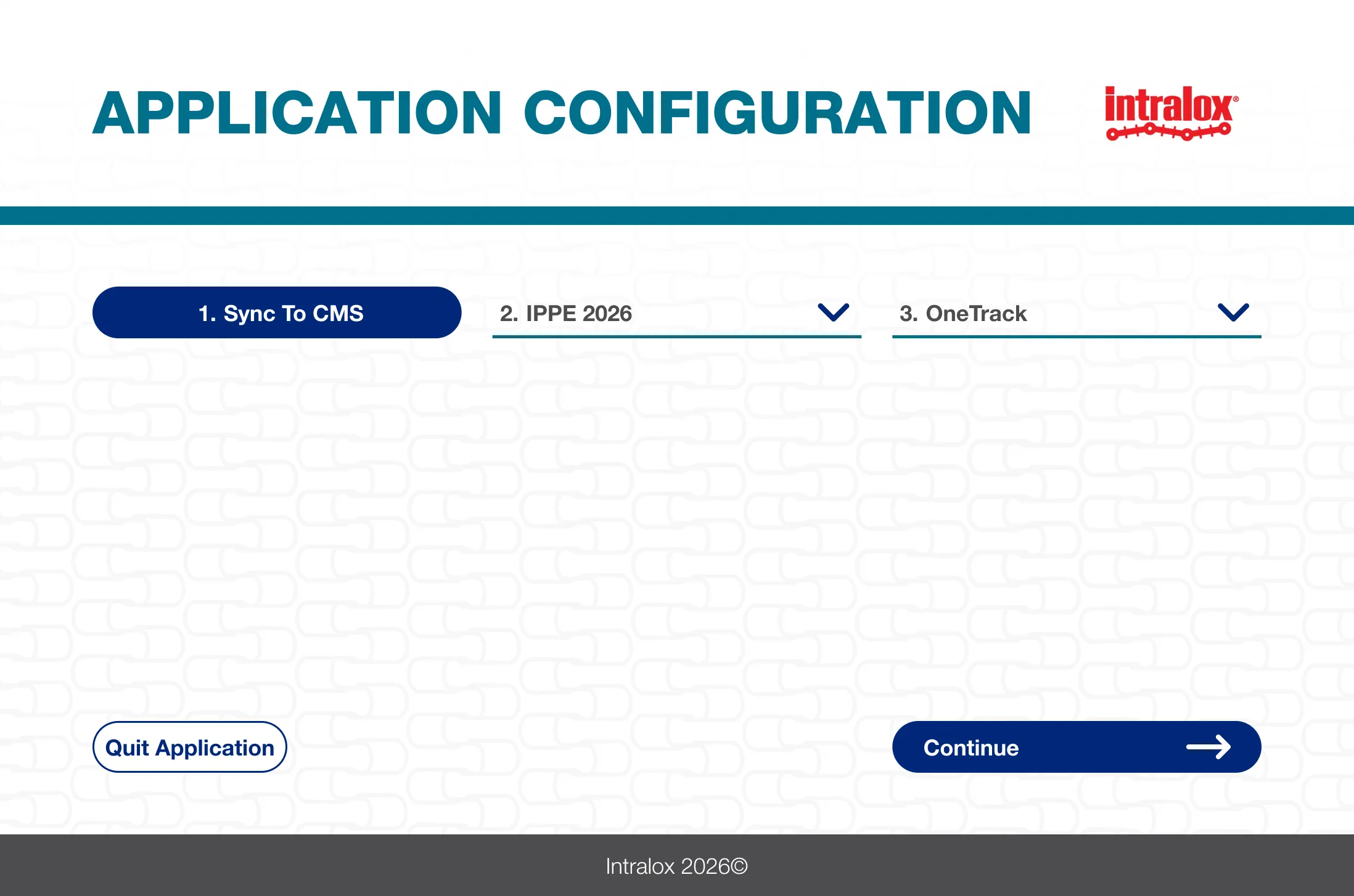 App configuration screen, mode selection