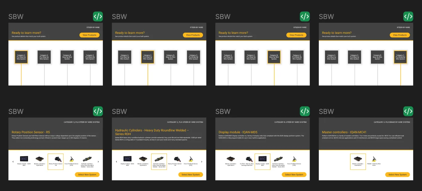 UI screen designs across all four apps